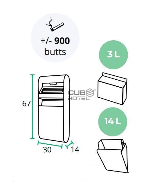 Cenicero de Pared (3L) con Papelera (14L)